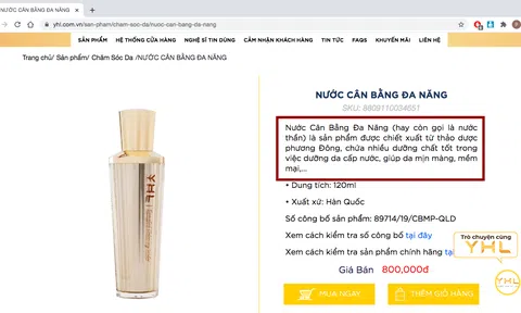 TP. Hồ Chí Minh: Mỹ phẩm YHL - Quảng cáo thần thánh hoá mỹ phẩm là “nước siêu thần kỳ” gây hiểu nhầm?