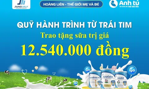 Juno Milk Việt Nam đồng hành cùng NPP Anh Tú và shop Hoàng Liên trao tặng quỹ “Hành trình từ trái tim” trị giá 12.540.000vnđ
