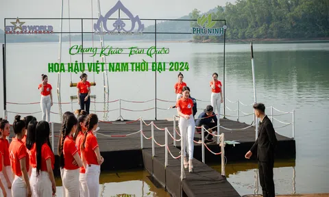 Thí sinh Hoa hậu Việt Nam Thời đại 2024 vẫn rạng rỡ dù tập luyện giữa thời tiết nắng nóng