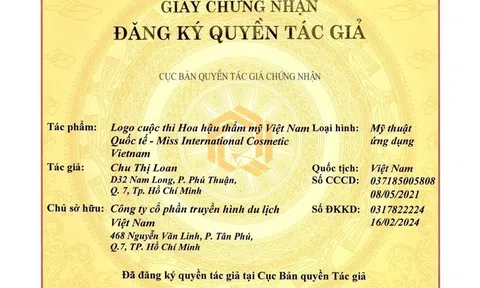 Cuộc thi “Hoa hậu Thẩm mỹ Việt Nam - Miss Cosmetic Vietnam” 2024 chính thức công bố giấy chứng nhận đăng ký quyền tác giả trong nước và quốc tế